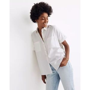 Madewell White Cotton Courier Shirt Short Sleeve